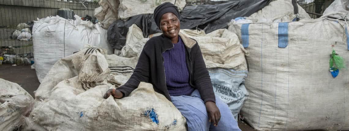 A waste picker in Durban